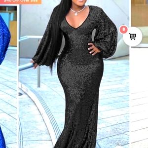 Black Plus Size Sequin Dress